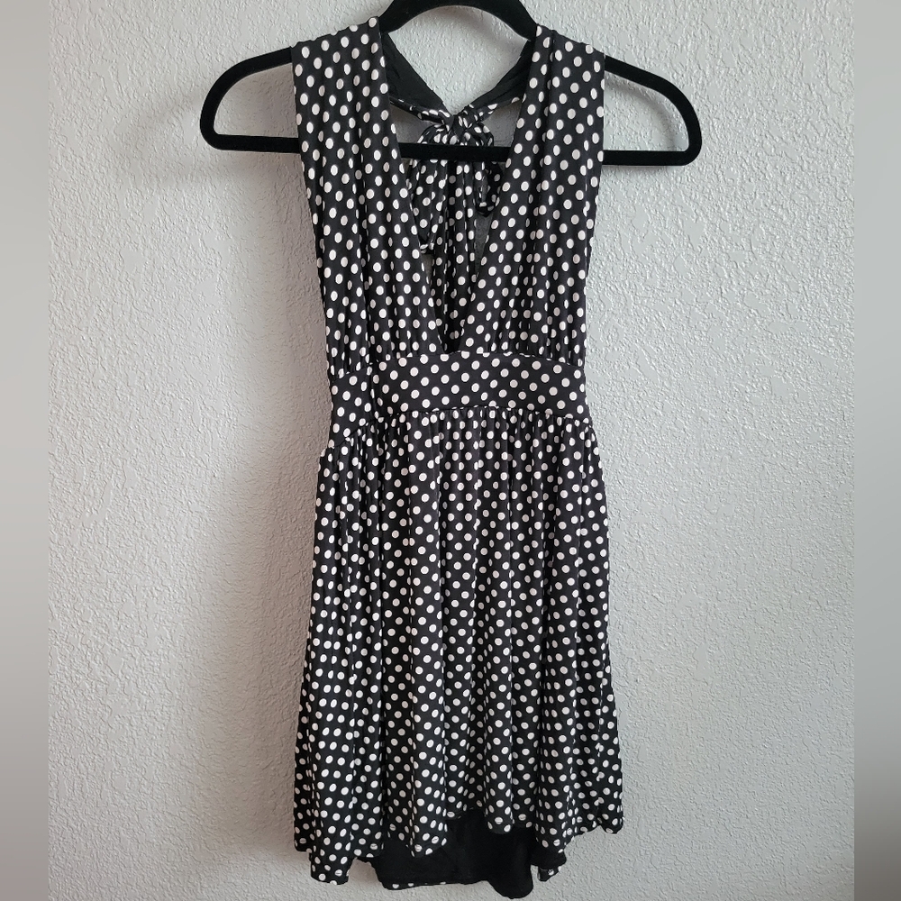 Urban Outfitters Black and White Polka Dot Halter Mini Dress